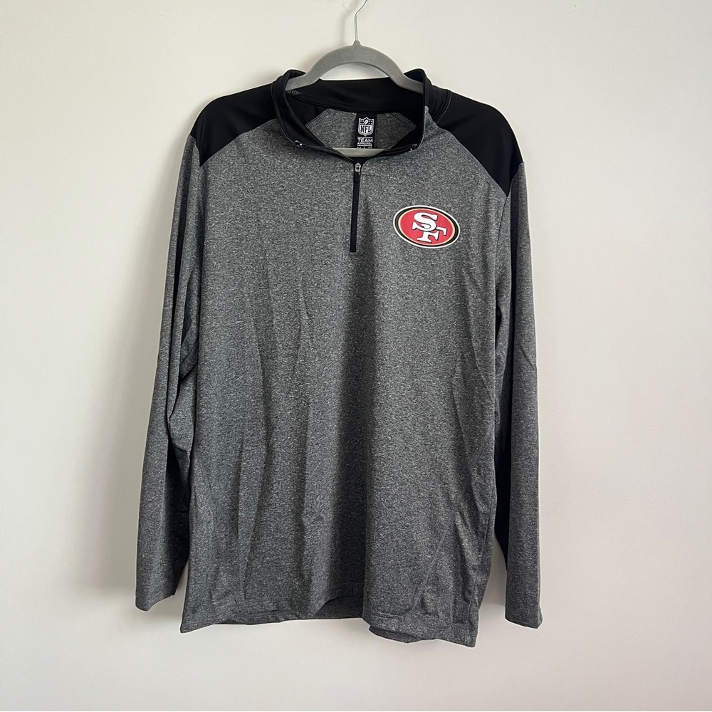 NFL San Francisco 49ers Quarter Zip Pullover Gray Black Long Sleeve Athletic L
